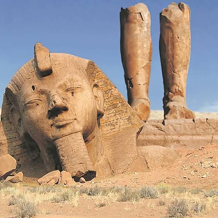 Fallen colossus in the desert